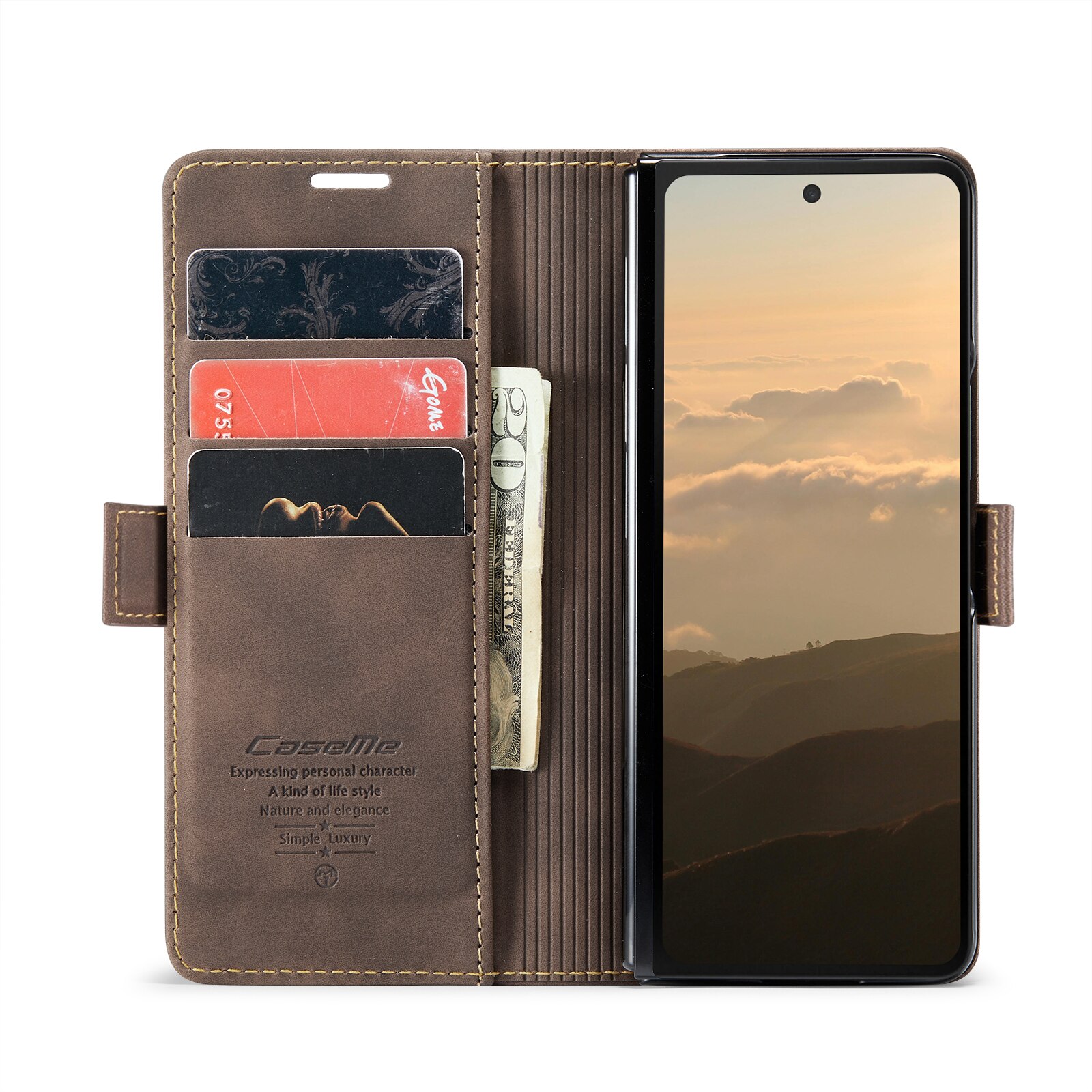 Samsung Galaxy Z Fold 6 Slim Wallet Case Brown