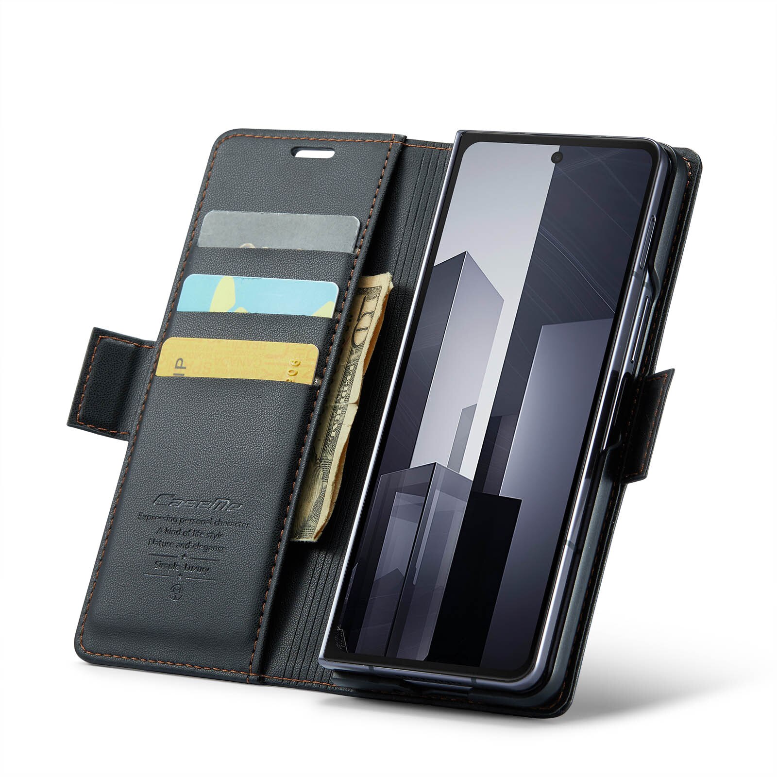 Samsung Galaxy Z Fold 6 RFID blocking Slim Wallet Case Black