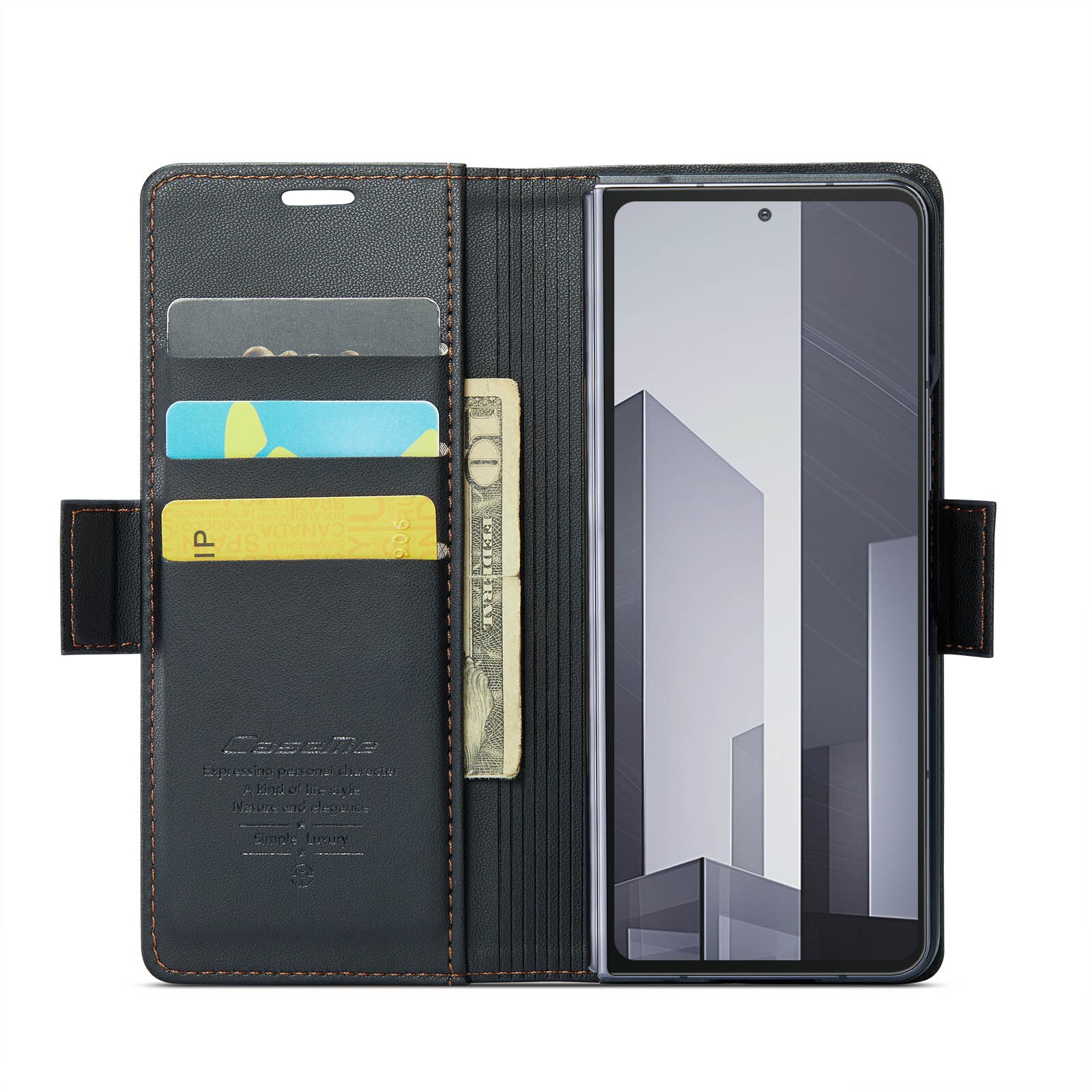 Samsung Galaxy Z Fold 6 RFID blocking Slim Wallet Case Black