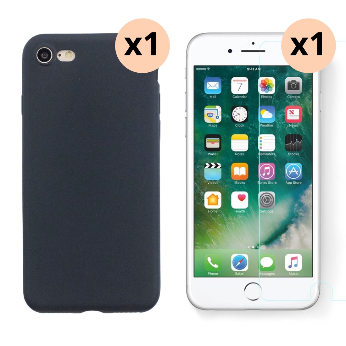 iPhone 8 Kit w. TPU Case and Screen Protector