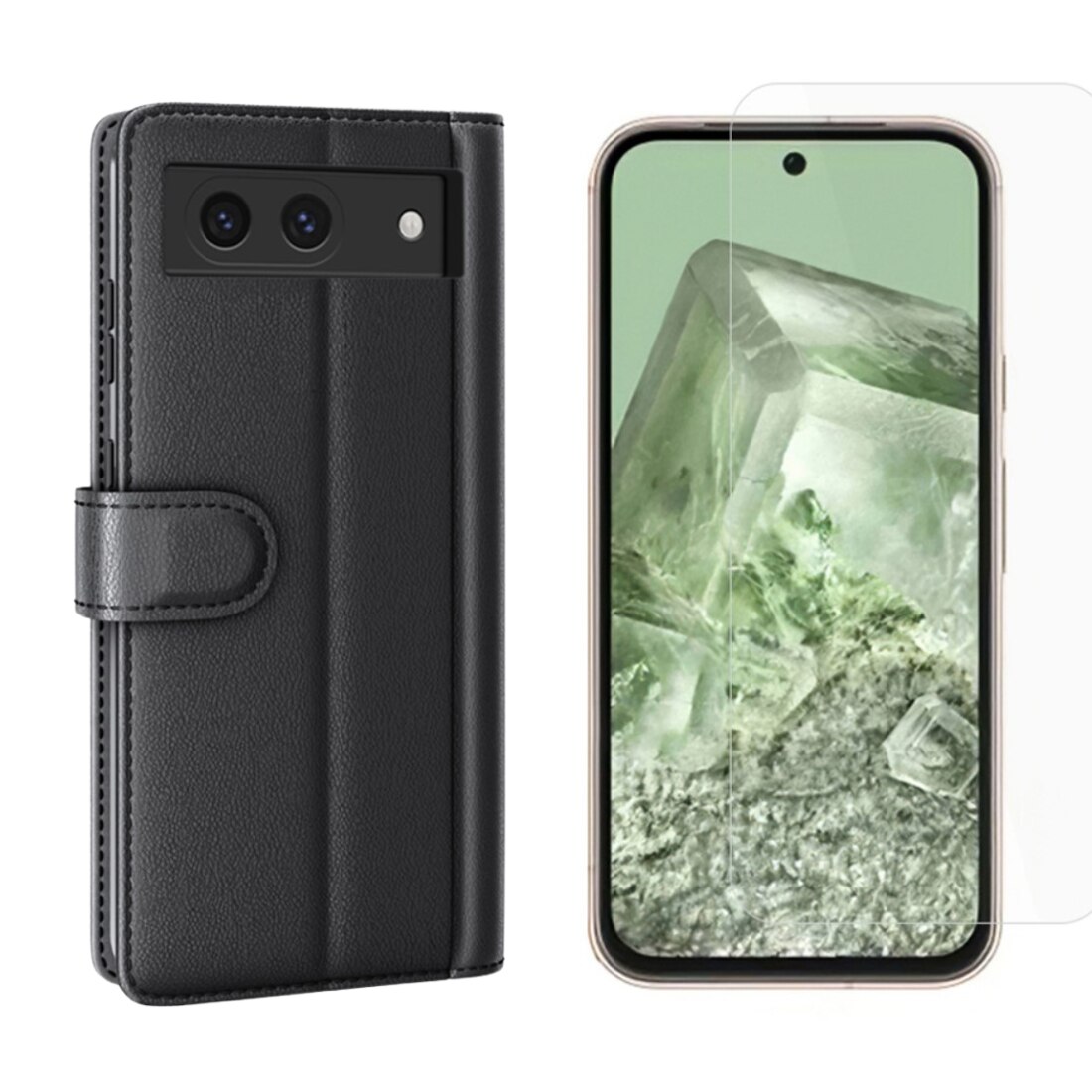 Google Pixel 8a Kit w. Wallet Case and Screen Protector