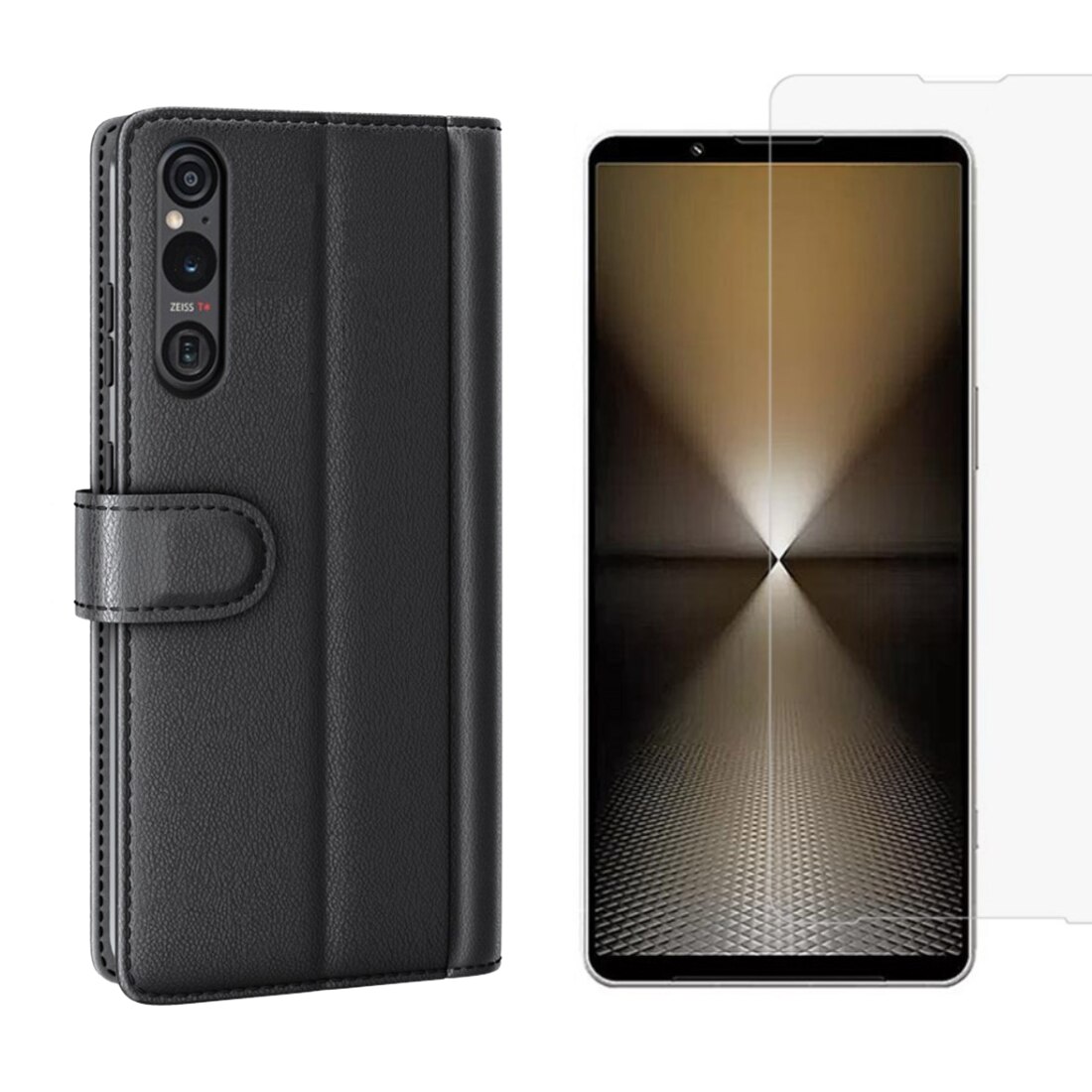 Sony Xperia 1 VI Kit w. Wallet Case and Screen Protector