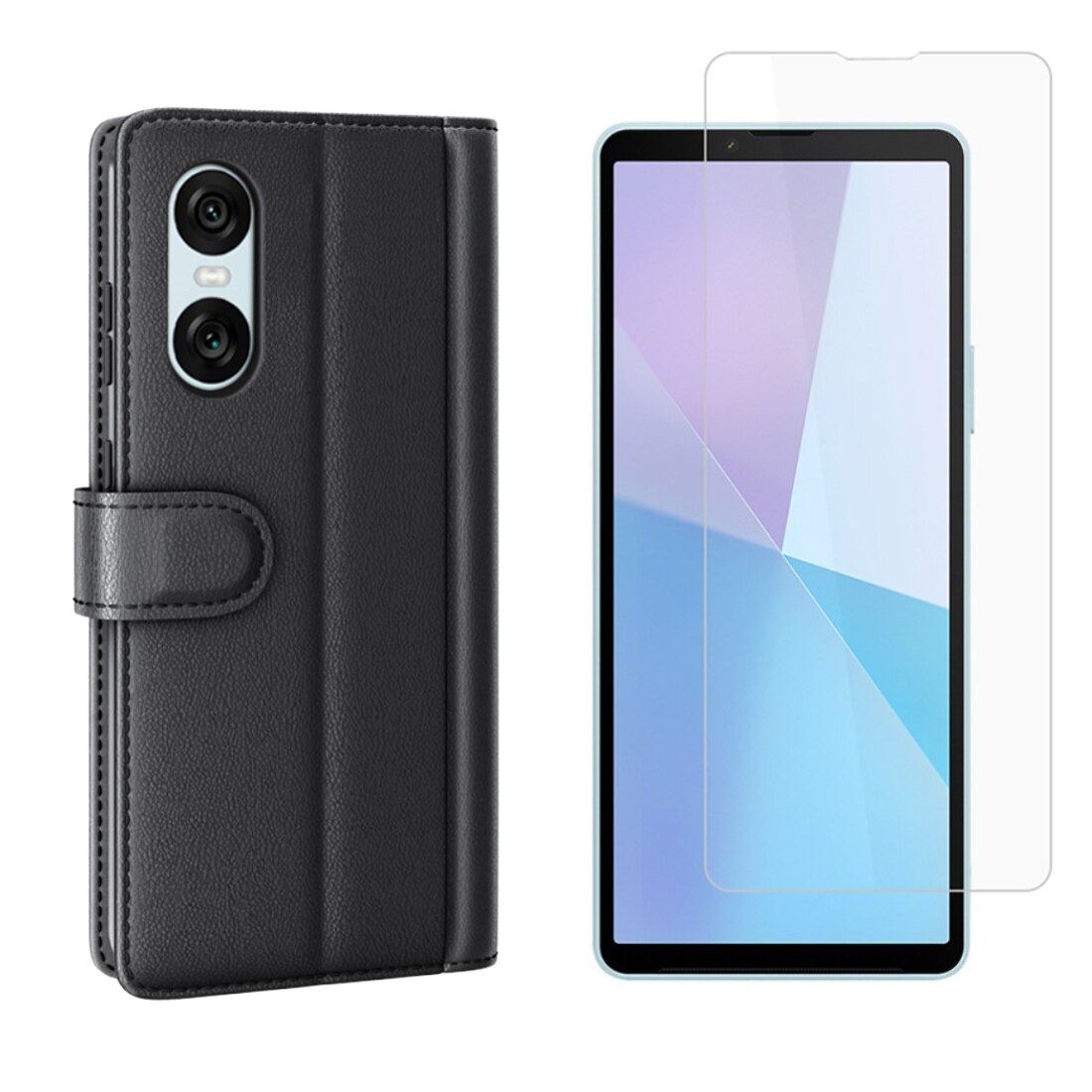 Sony Xperia 10 VI Kit w. Wallet Case and Screen Protector