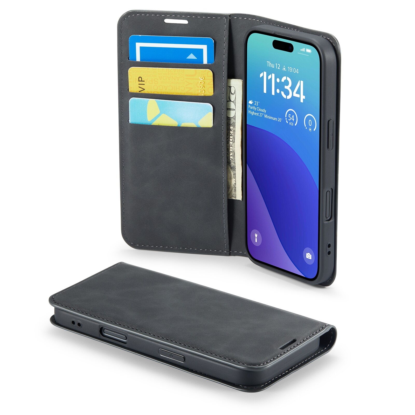 iPhone 16 Pro Max Slim Wallet Case Black