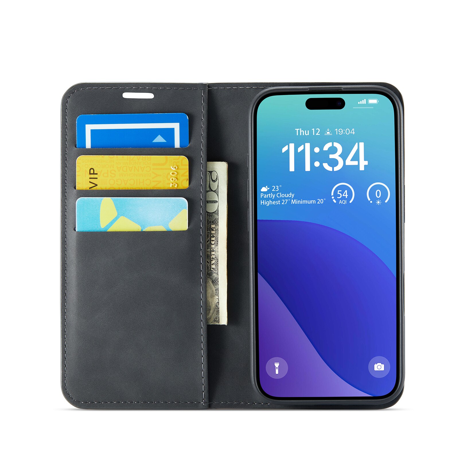 iPhone 16 Pro Slim Wallet Case Black