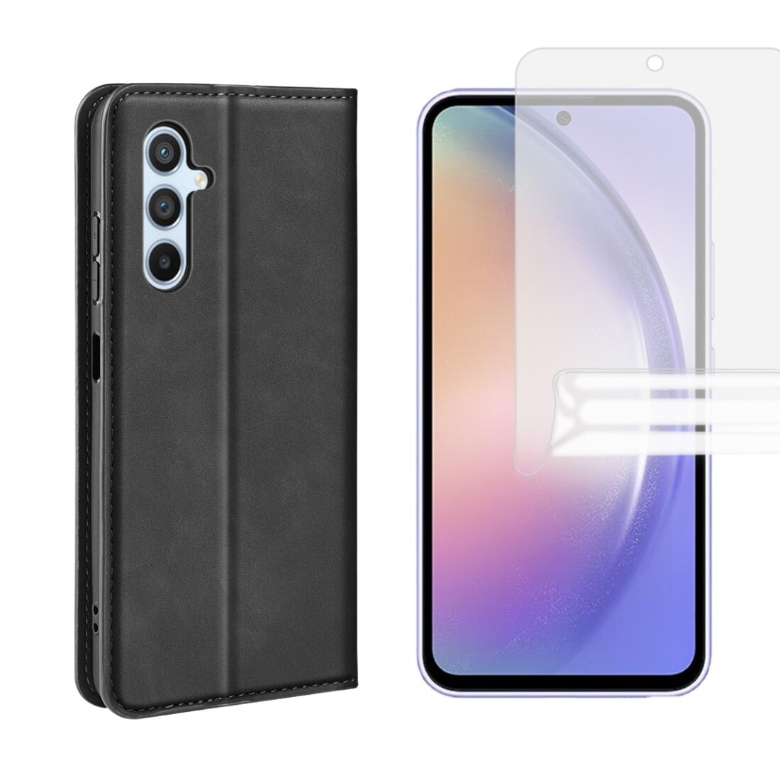 Samsung Galaxy A54 Kit w. Slim Wallet Case and Screen Protector