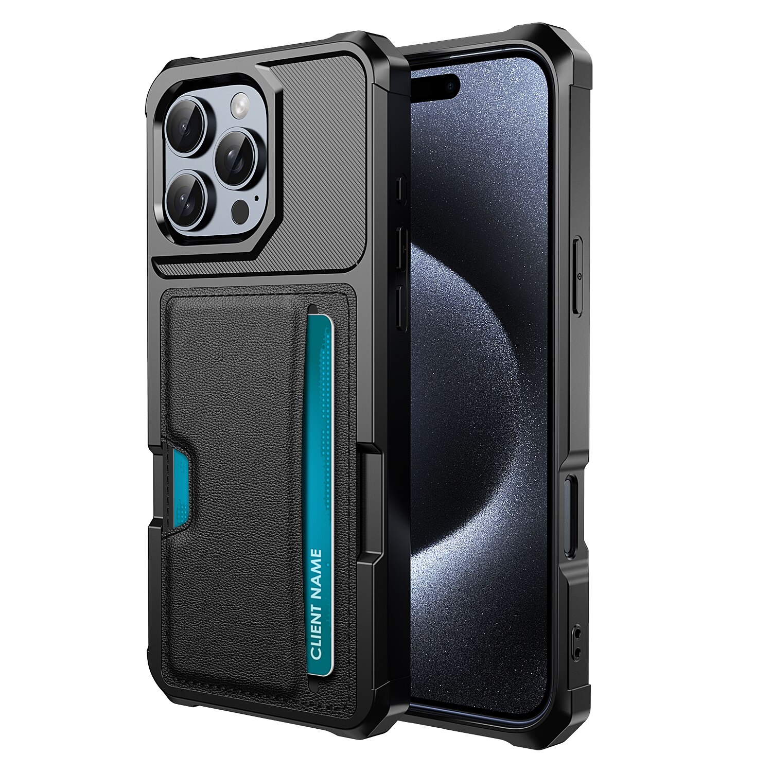 iPhone 16 Pro Max Tough Card Case Black