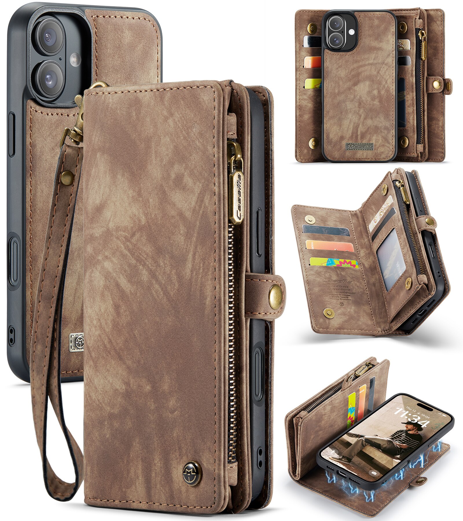 iPhone 16 Plus Multi-slot Wallet Case Brown