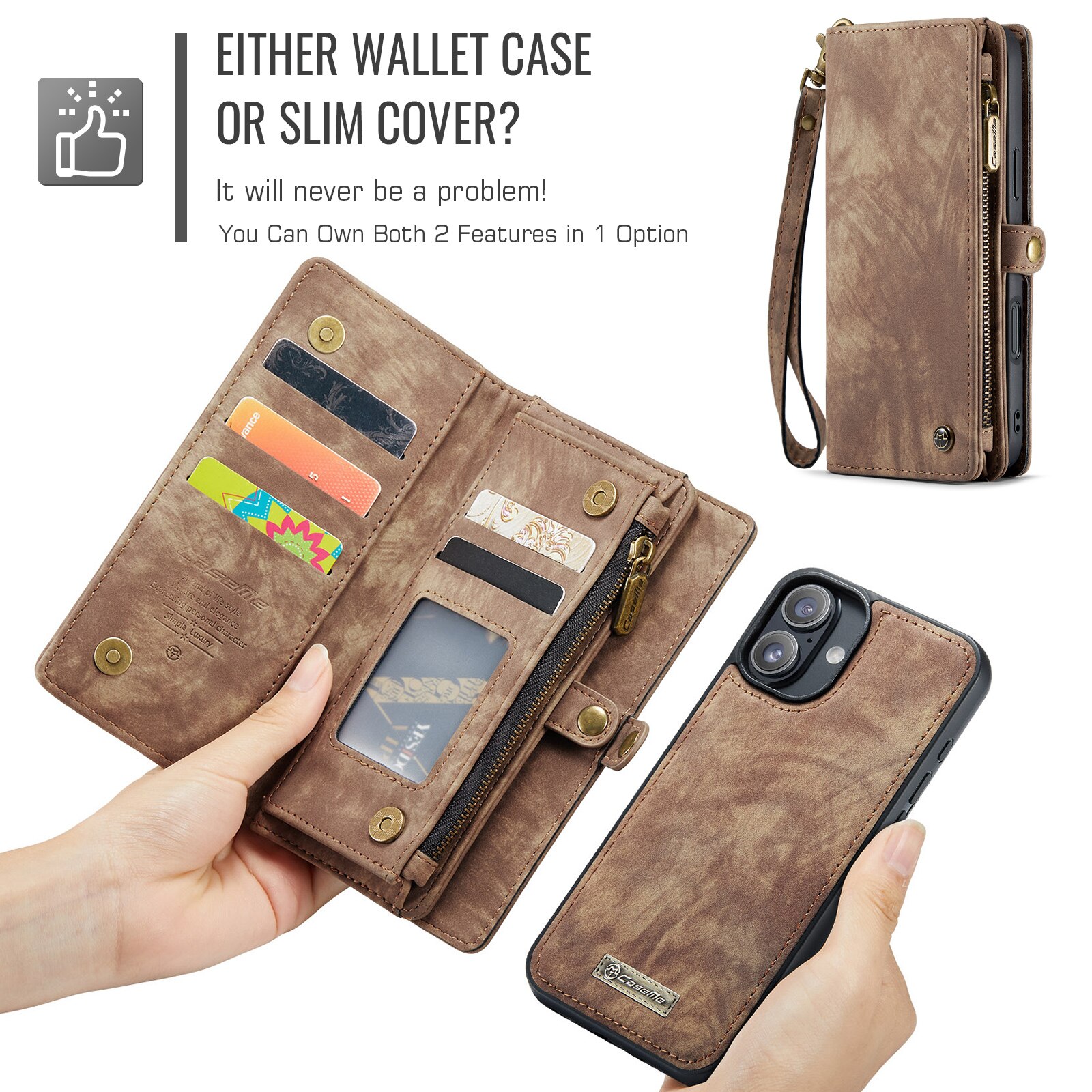 iPhone 16 Multi-slot Wallet Case Brown