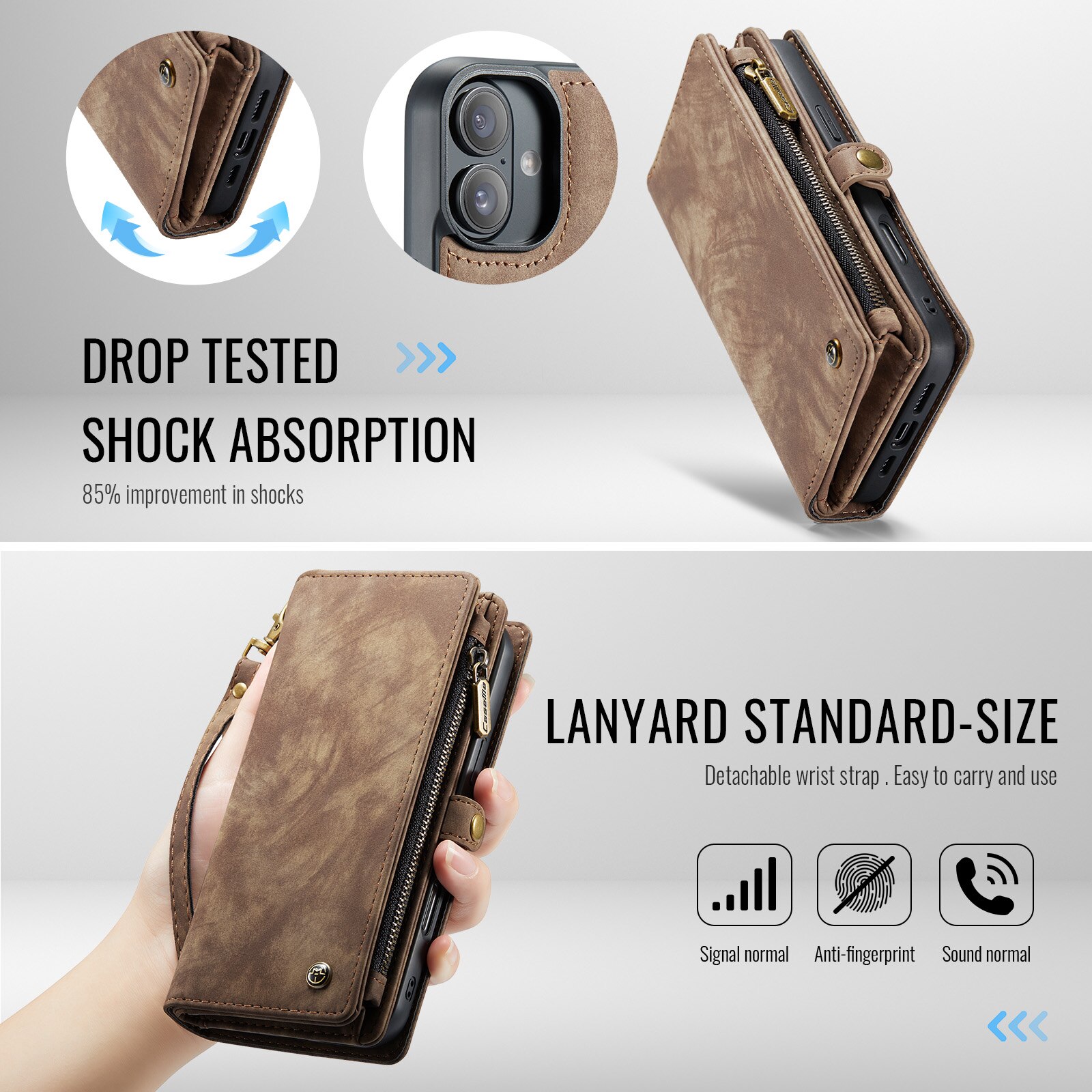 iPhone 16 Plus Multi-slot Wallet Case Brown