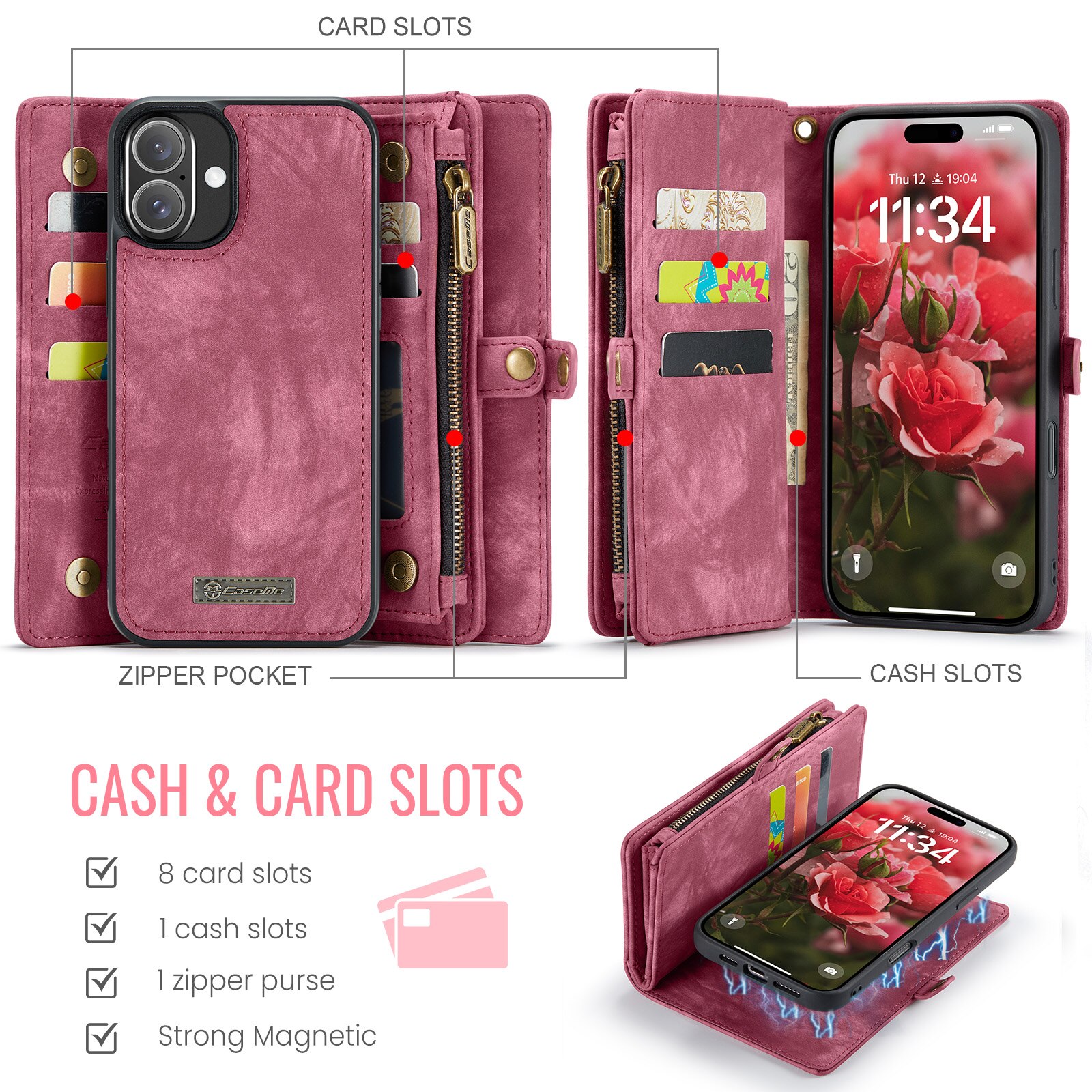 iPhone 16 Multi-slot Wallet Case Red