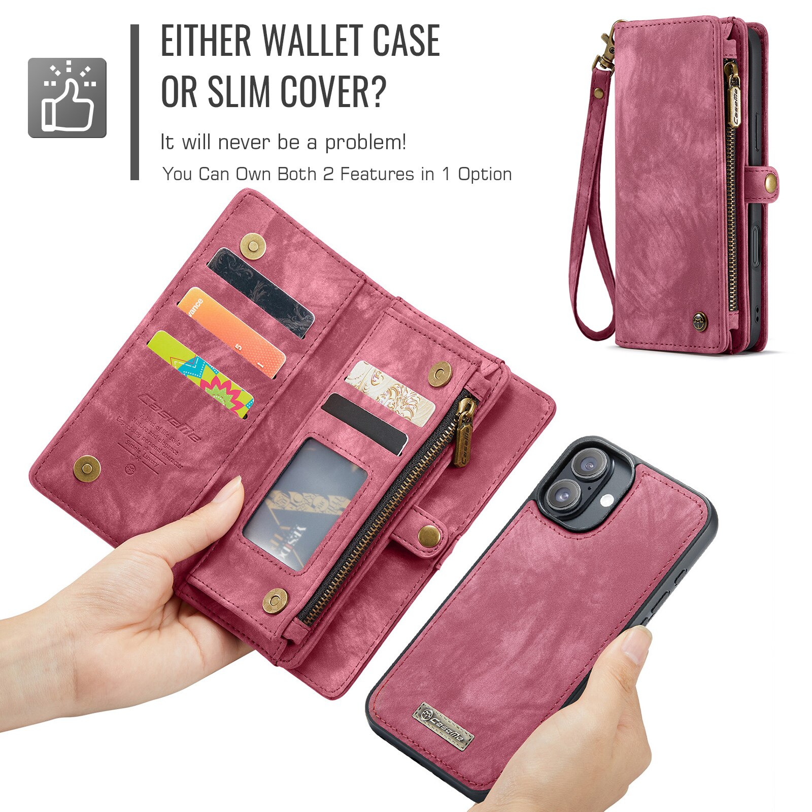 iPhone 16 Plus Multi-slot Wallet Case Red