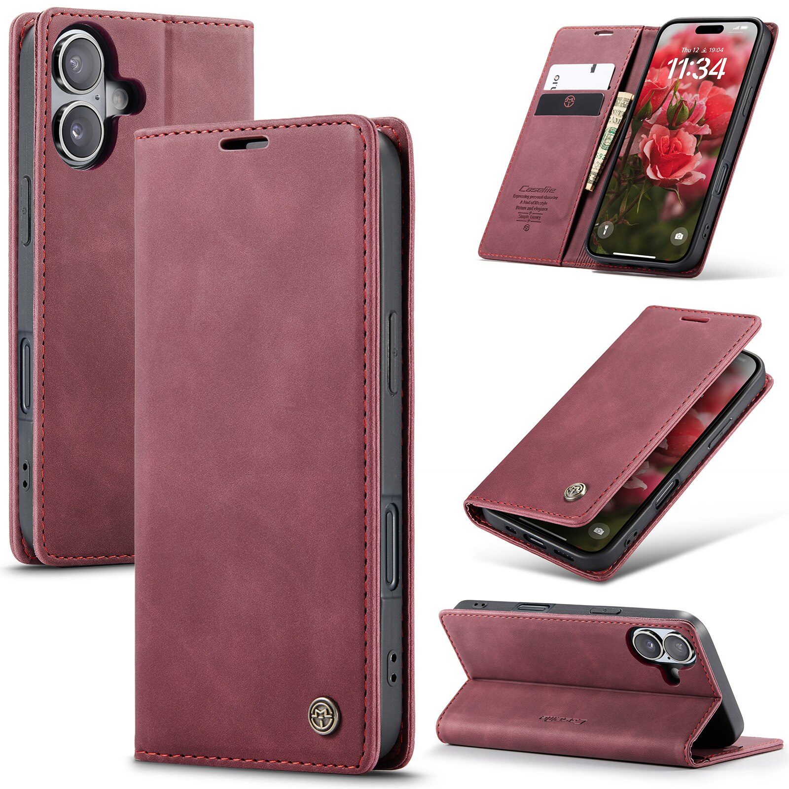 iPhone 16 Slim Wallet Case Red