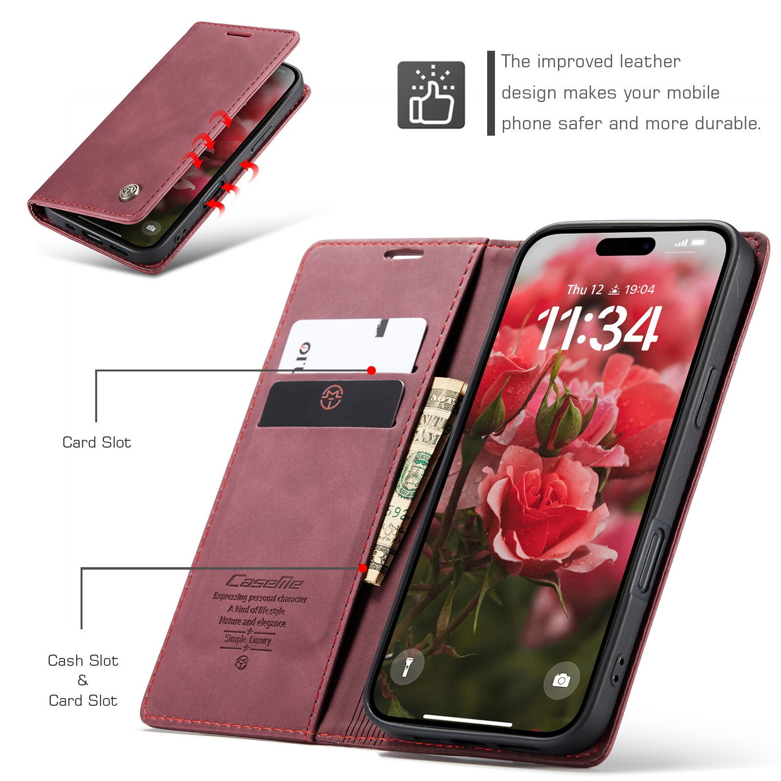 iPhone 16 Slim Wallet Case Red