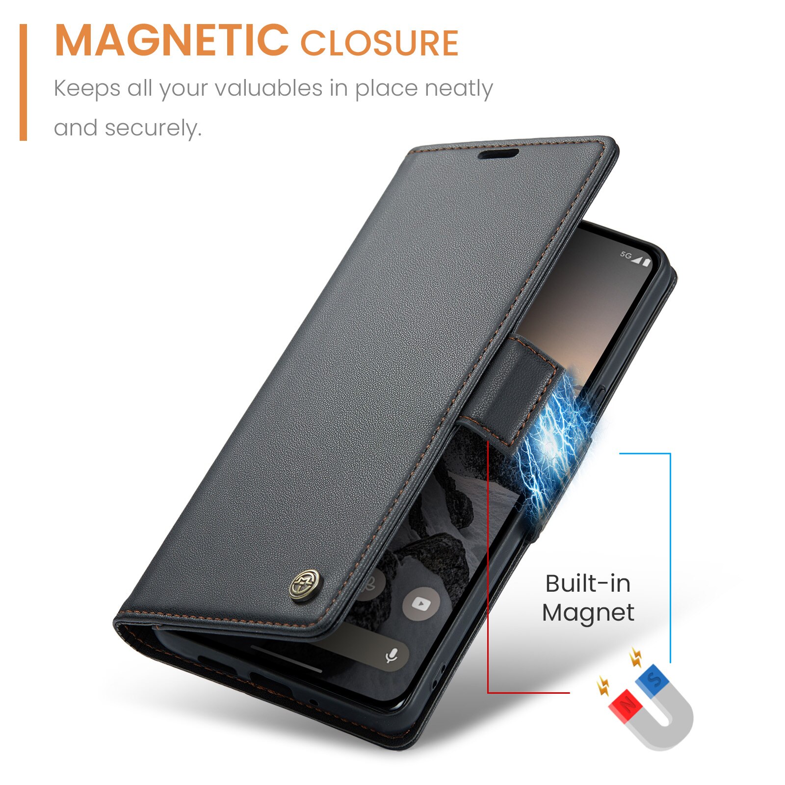 Google Pixel 9 RFID blocking Slim Wallet Case Black