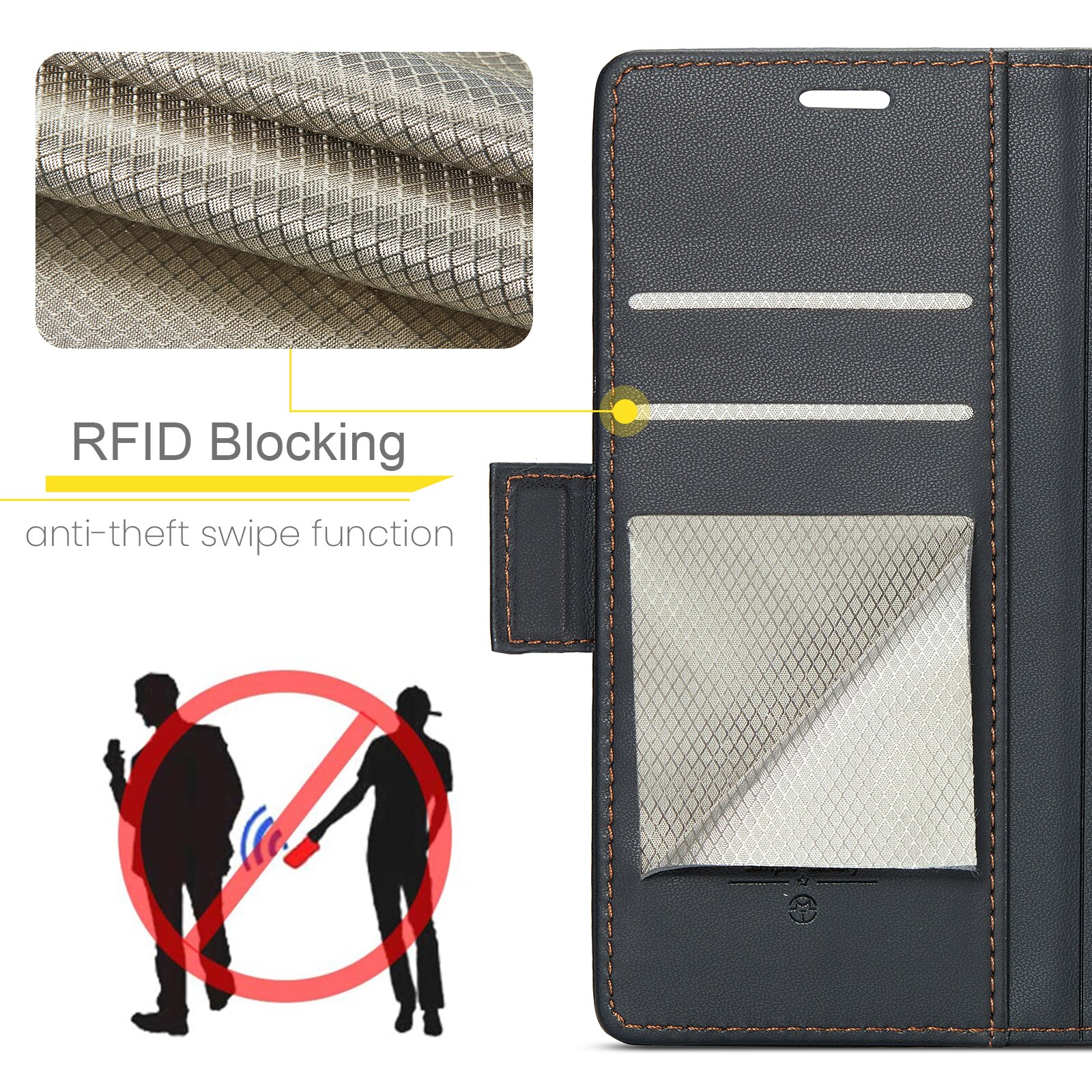 Google Pixel 9 Pro RFID blocking Slim Wallet Case Black