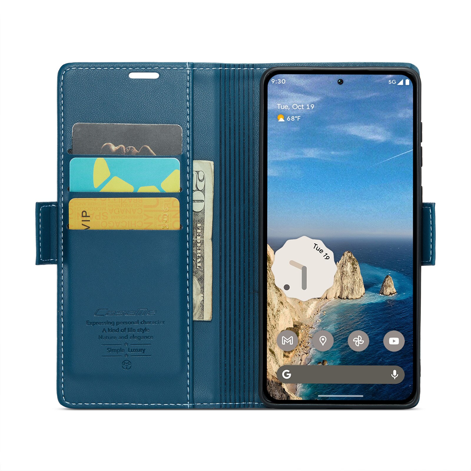 Google Pixel 9 Pro RFID blocking Slim Wallet Case Blue