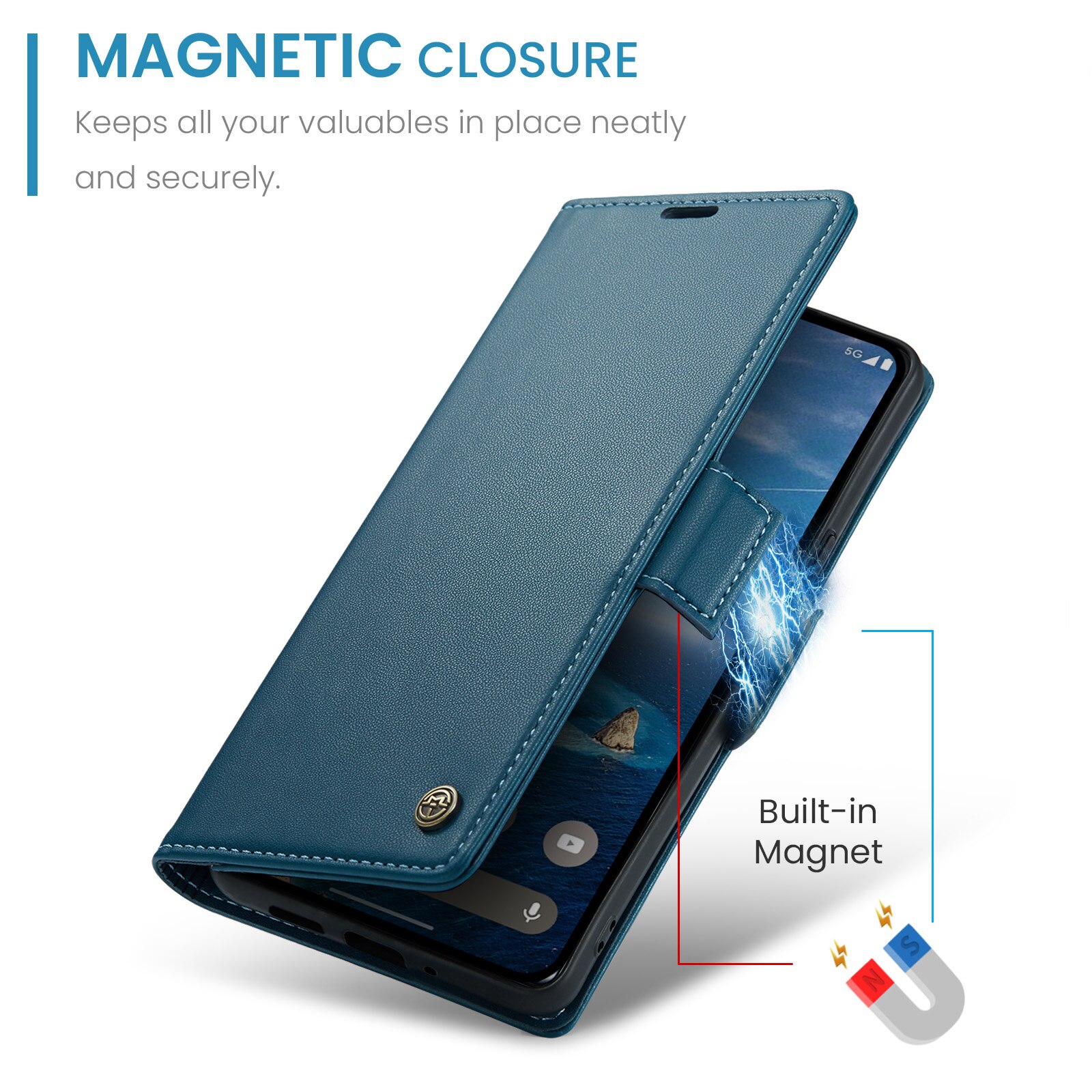 Google Pixel 9 RFID blocking Slim Wallet Case Blue