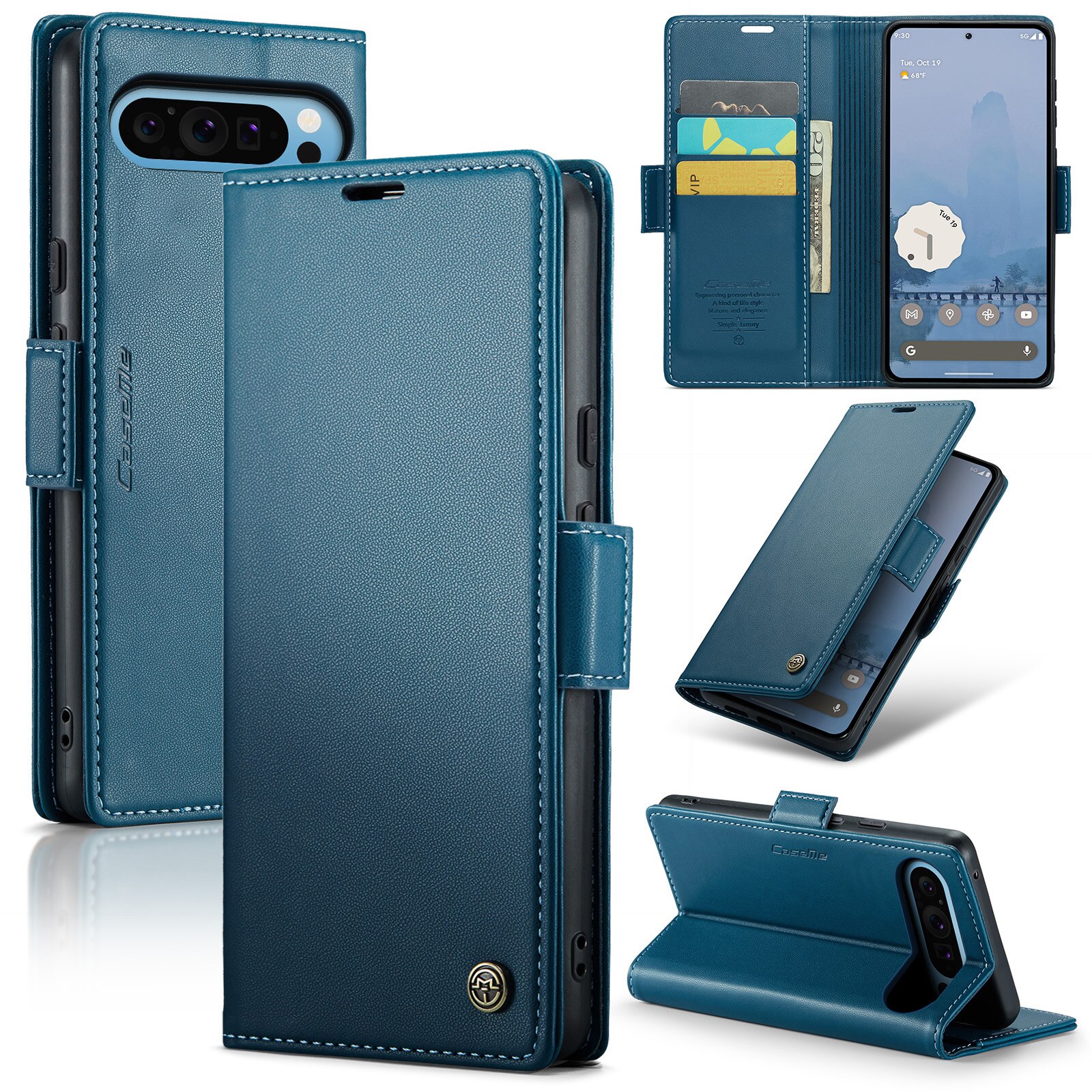 Google Pixel 9 Pro XL RFID blocking Slim Wallet Case Blue