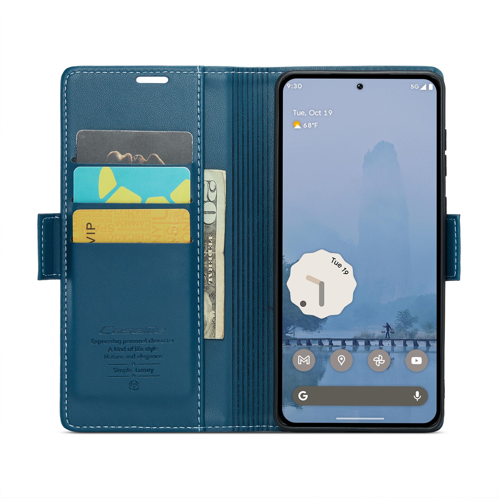 Google Pixel 9 Pro XL RFID blocking Slim Wallet Case Blue