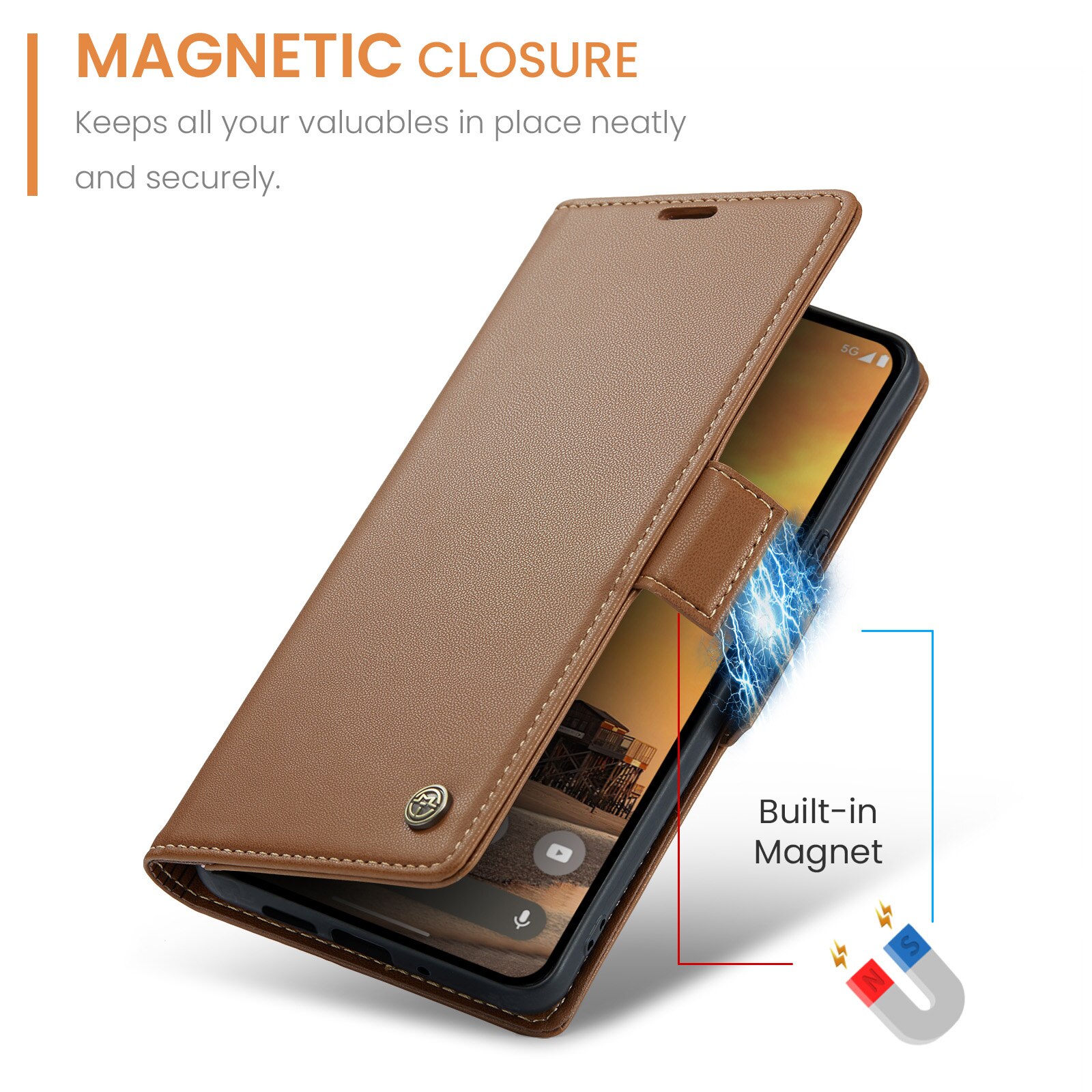 Google Pixel 9 Pro RFID blocking Slim Wallet Case Brown