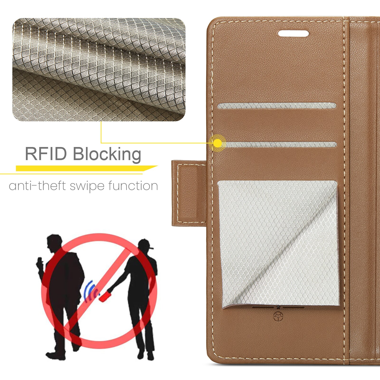 Google Pixel 9 Pro RFID blocking Slim Wallet Case Brown