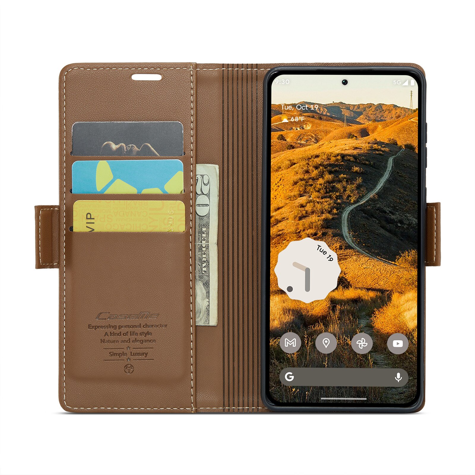 Google Pixel 9 Pro XL RFID blocking Slim Wallet Case Brown