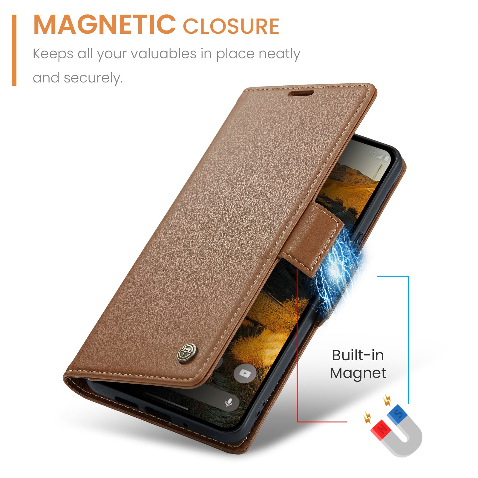 Google Pixel 9 Pro XL RFID blocking Slim Wallet Case Brown