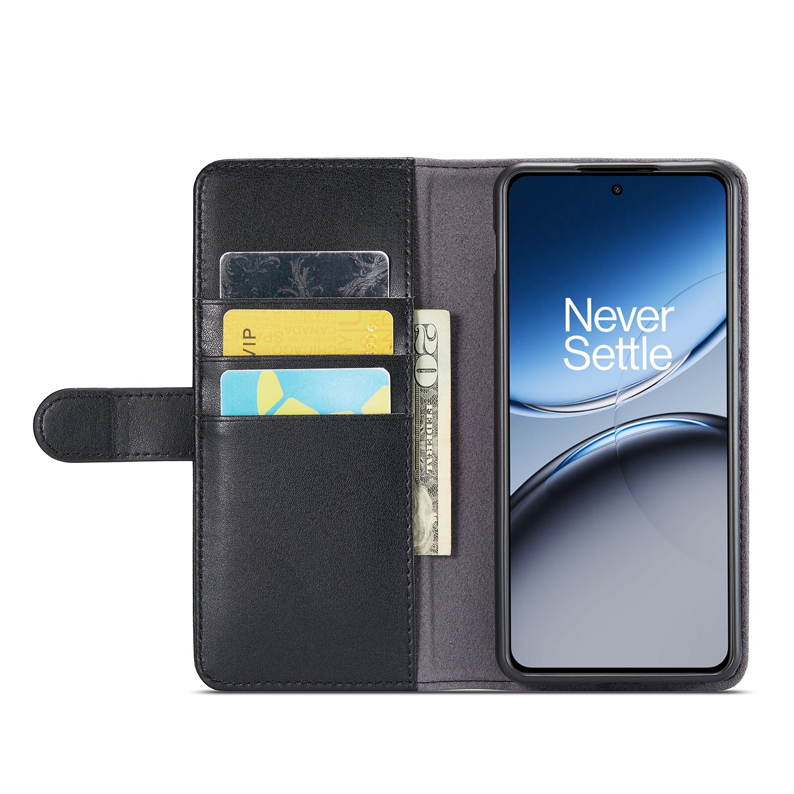 OnePlus Nord 4 Genuine Leather Wallet Case Black