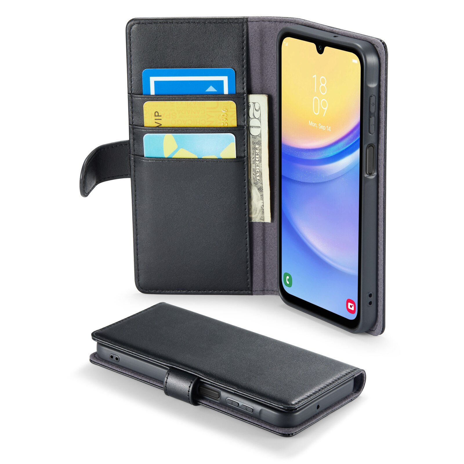 Samsung Galaxy A16 Genuine Leather Wallet Case Black