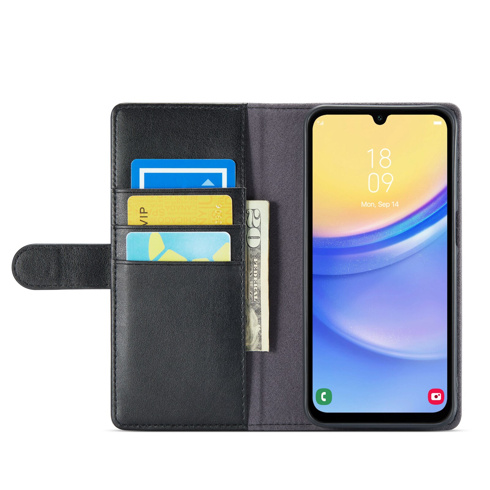 Samsung Galaxy A16 Genuine Leather Wallet Case Black