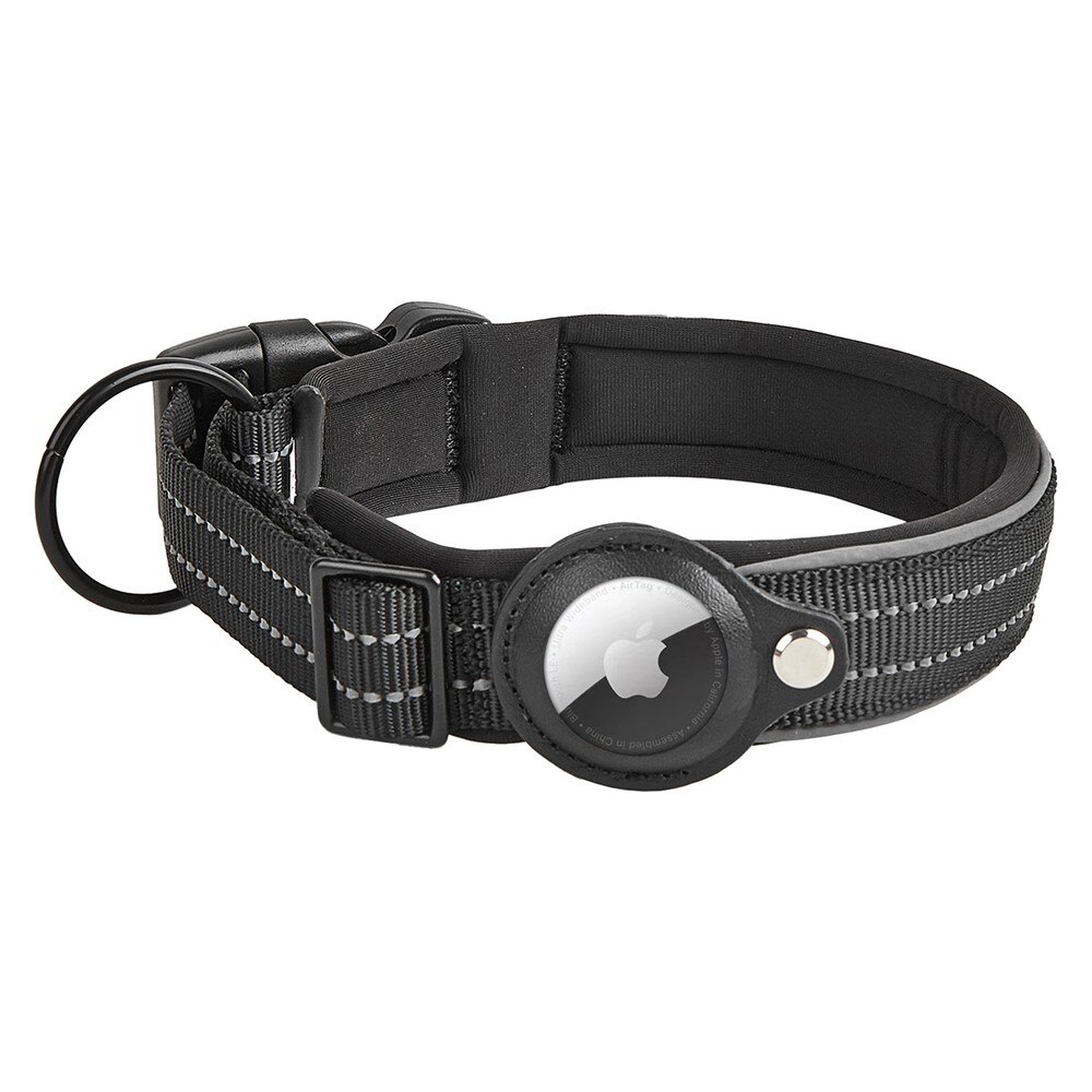 Apple AirTag Reflective Dog Collar M Black