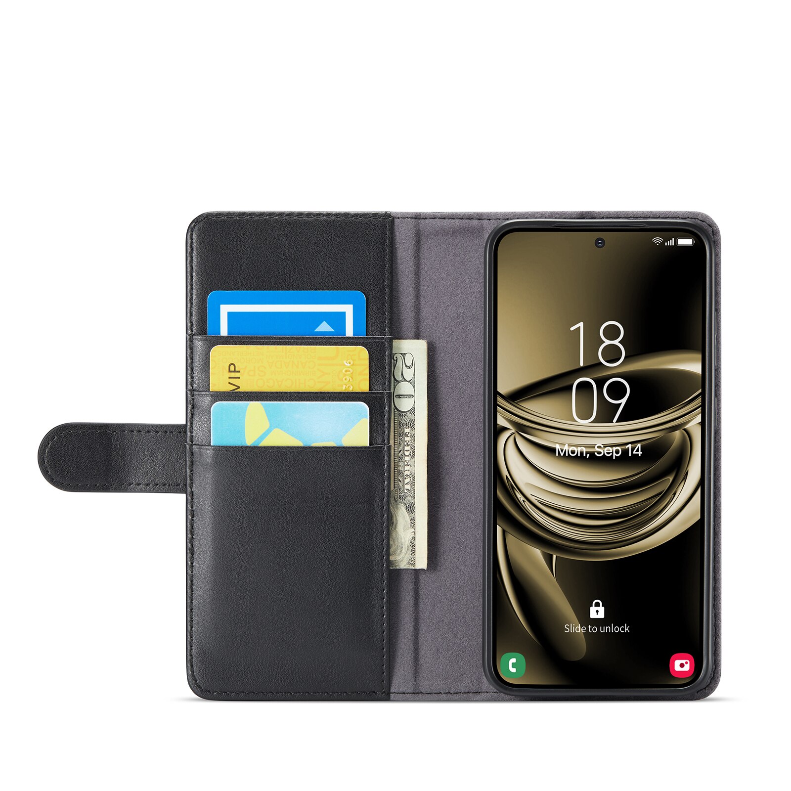 Samsung Galaxy S25 Genuine Leather Wallet Case Black