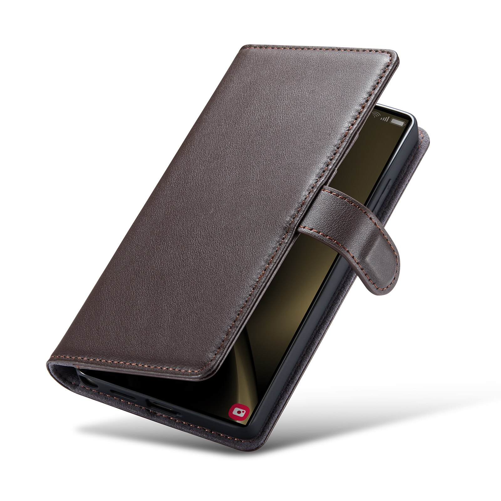 Samsung Galaxy S25 Ultra Genuine Leather Wallet Case Brown