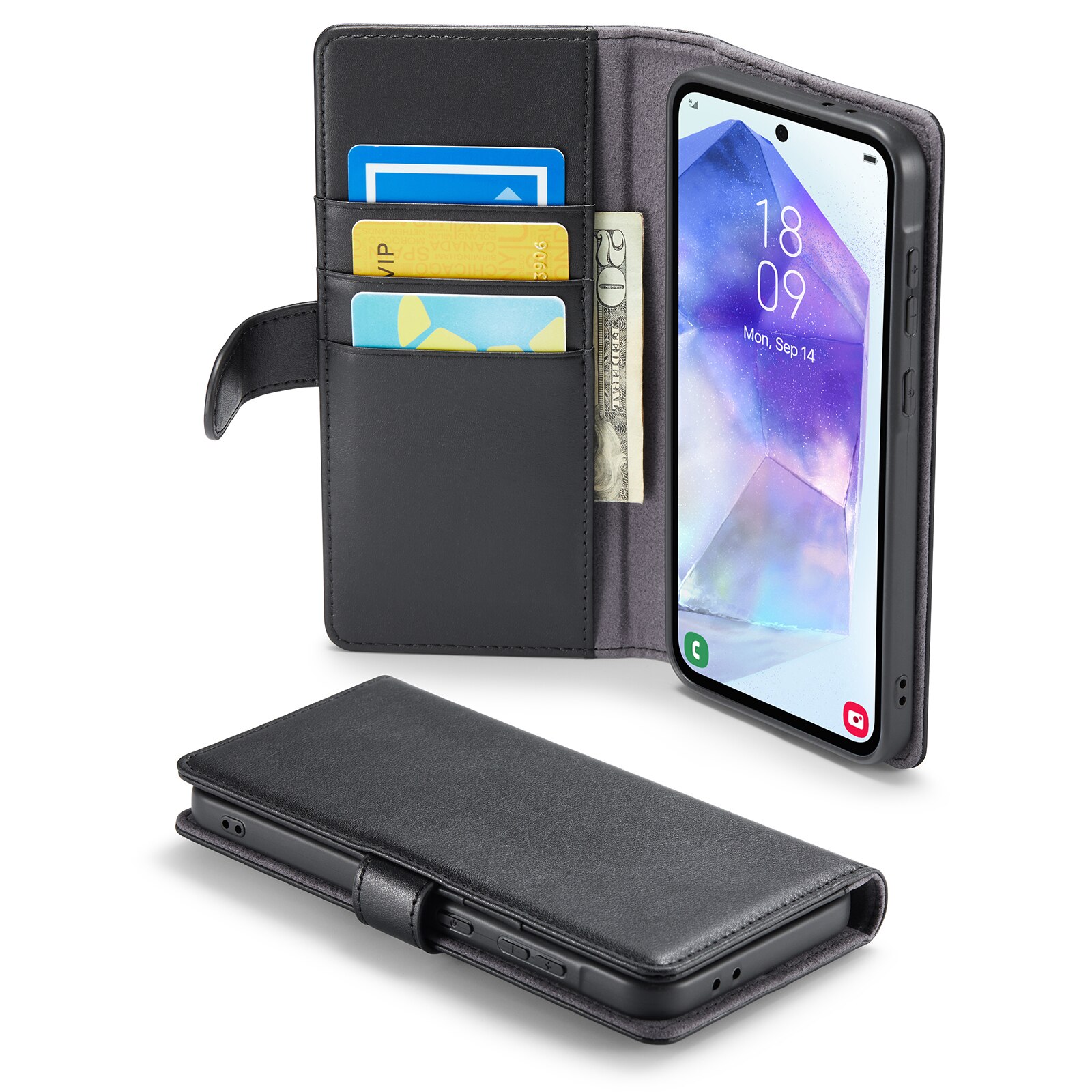 Samsung Galaxy A56 Genuine Leather Wallet Case Black