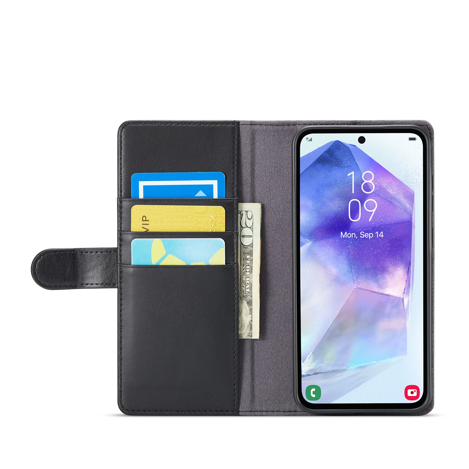 Samsung Galaxy A56 Genuine Leather Wallet Case Black