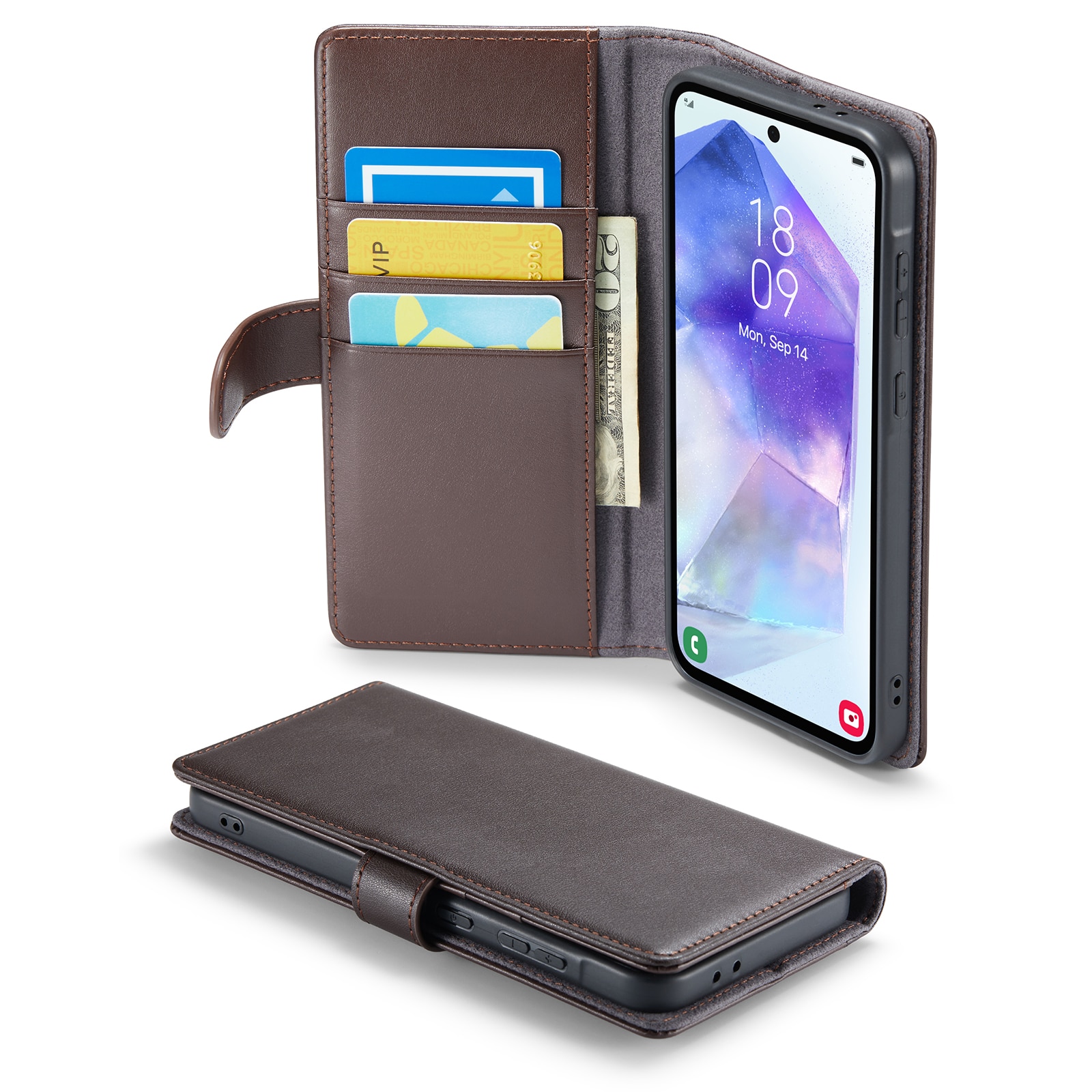 Samsung Galaxy A36 Genuine Leather Wallet Case Brown