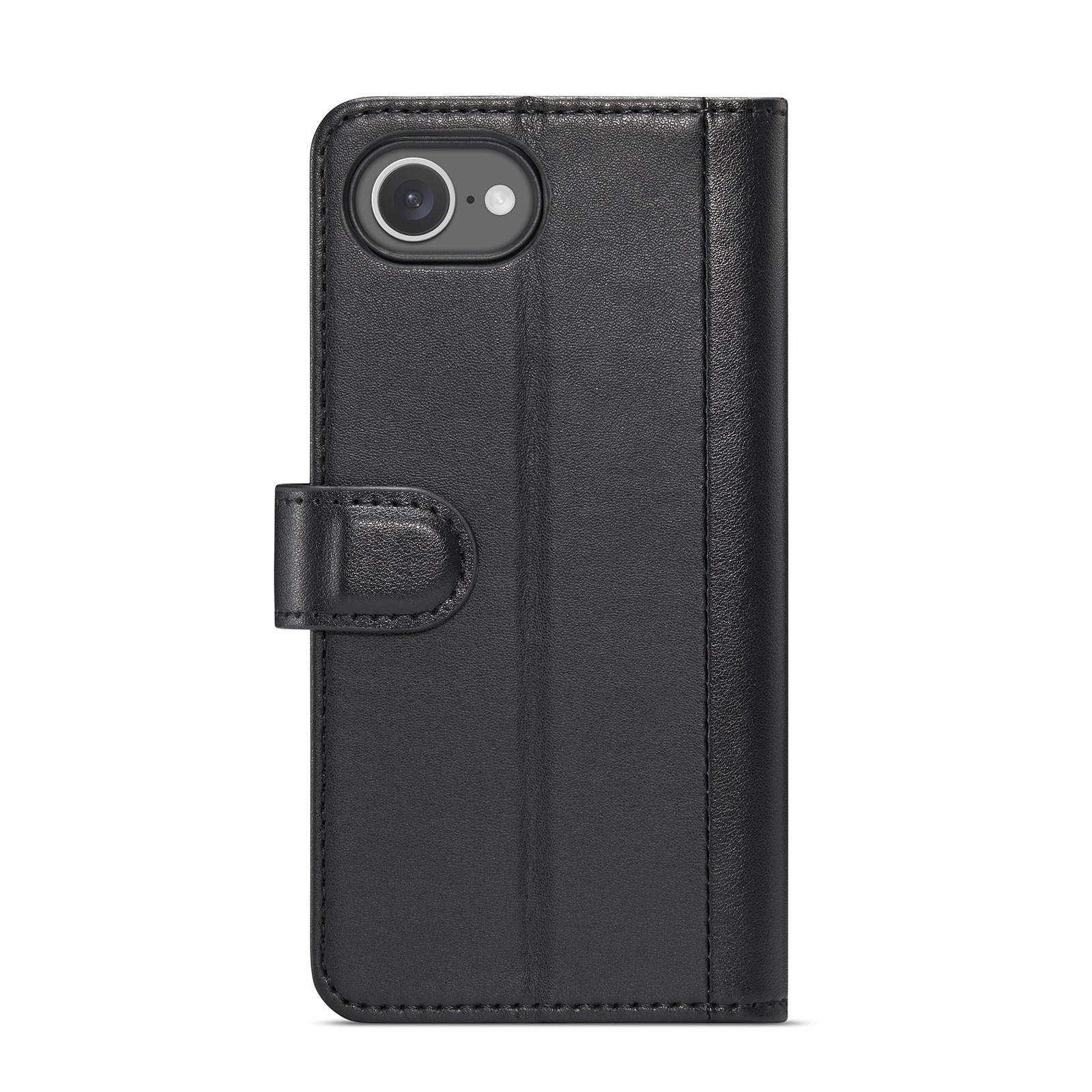 iPhone SE 4 Genuine Leather Wallet Case Black