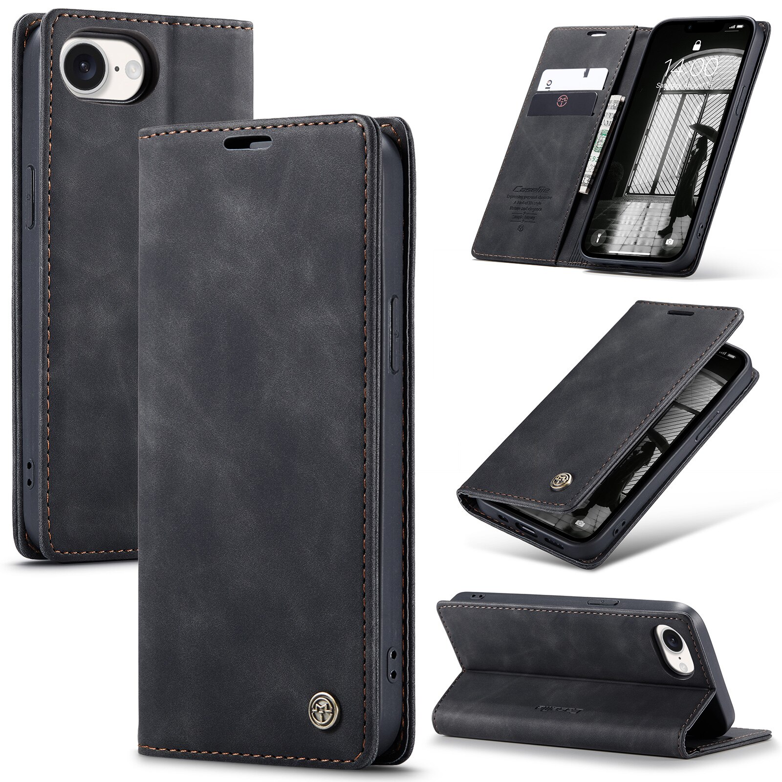 iPhone 16e Slim Wallet Case Black