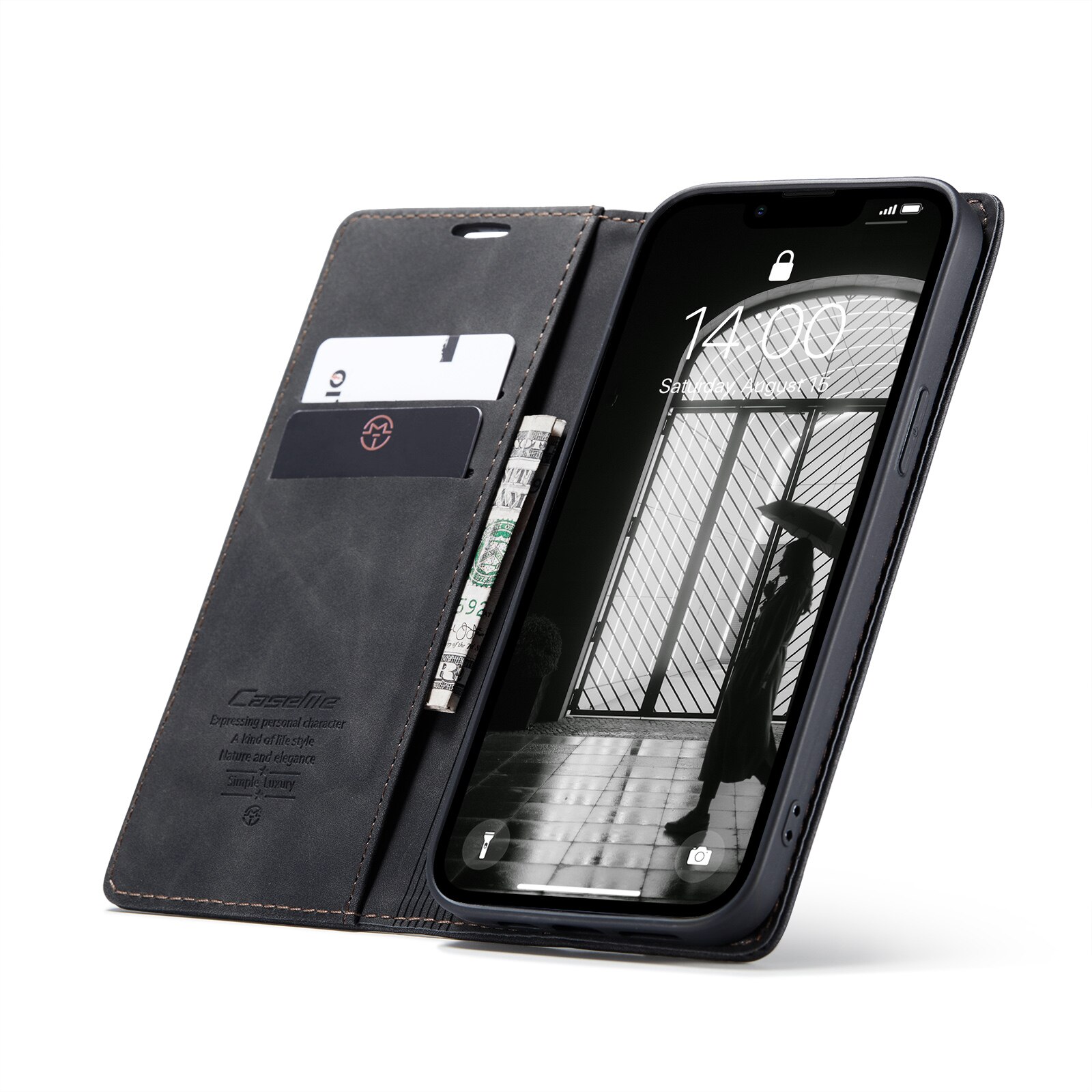 iPhone 16e Slim Wallet Case Black