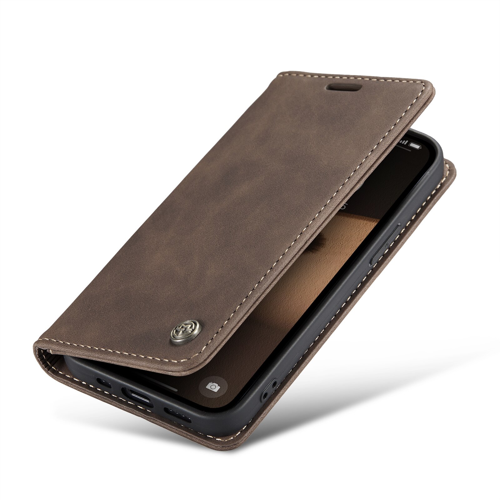 iPhone 16e Slim Wallet Case Brown