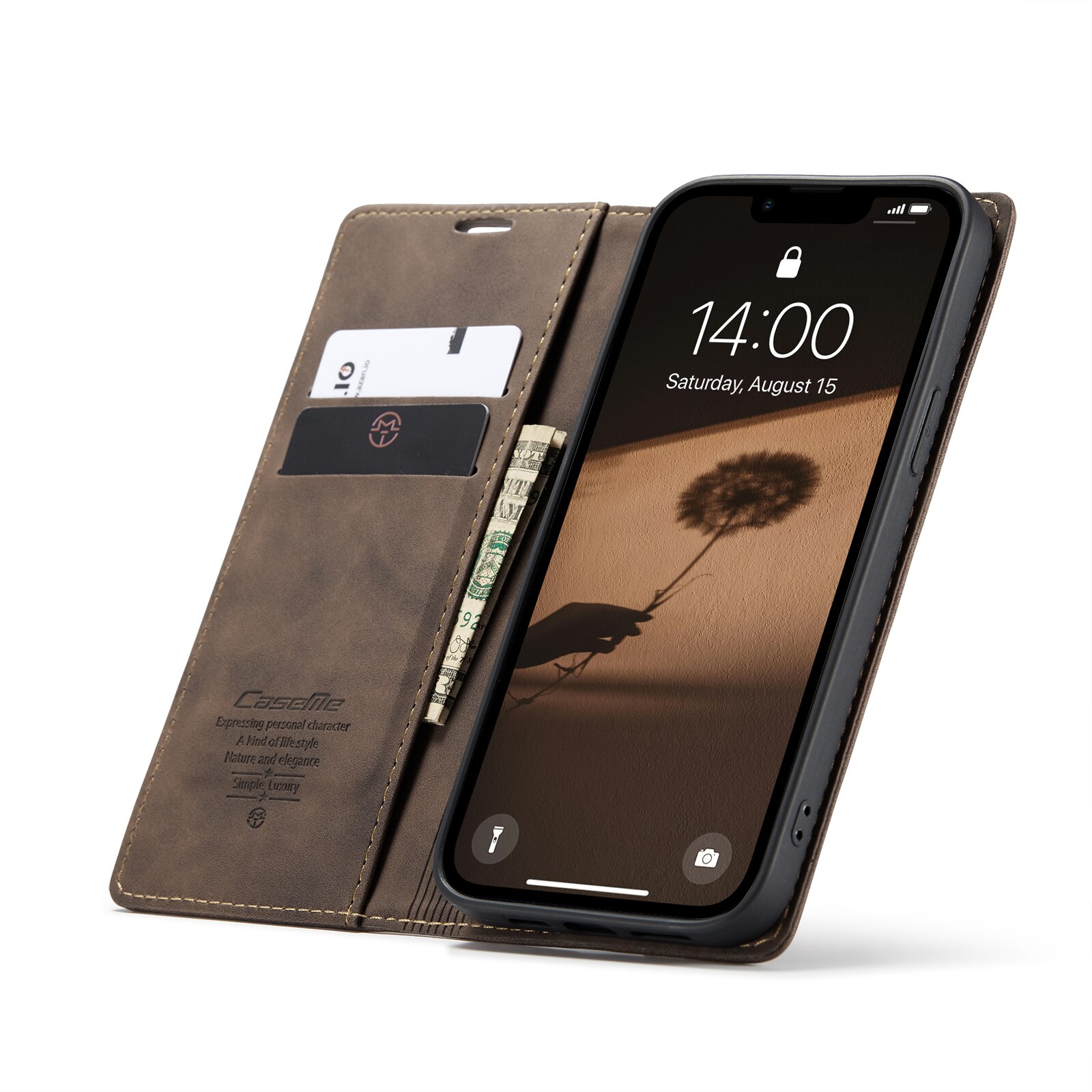 iPhone 16e Slim Wallet Case Brown