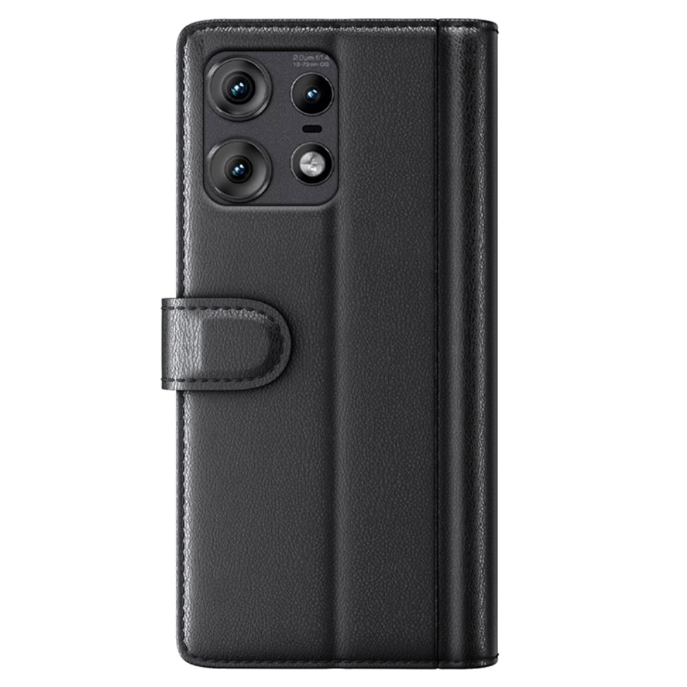 Motorola Edge 50 Pro Genuine Leather Wallet Case Black