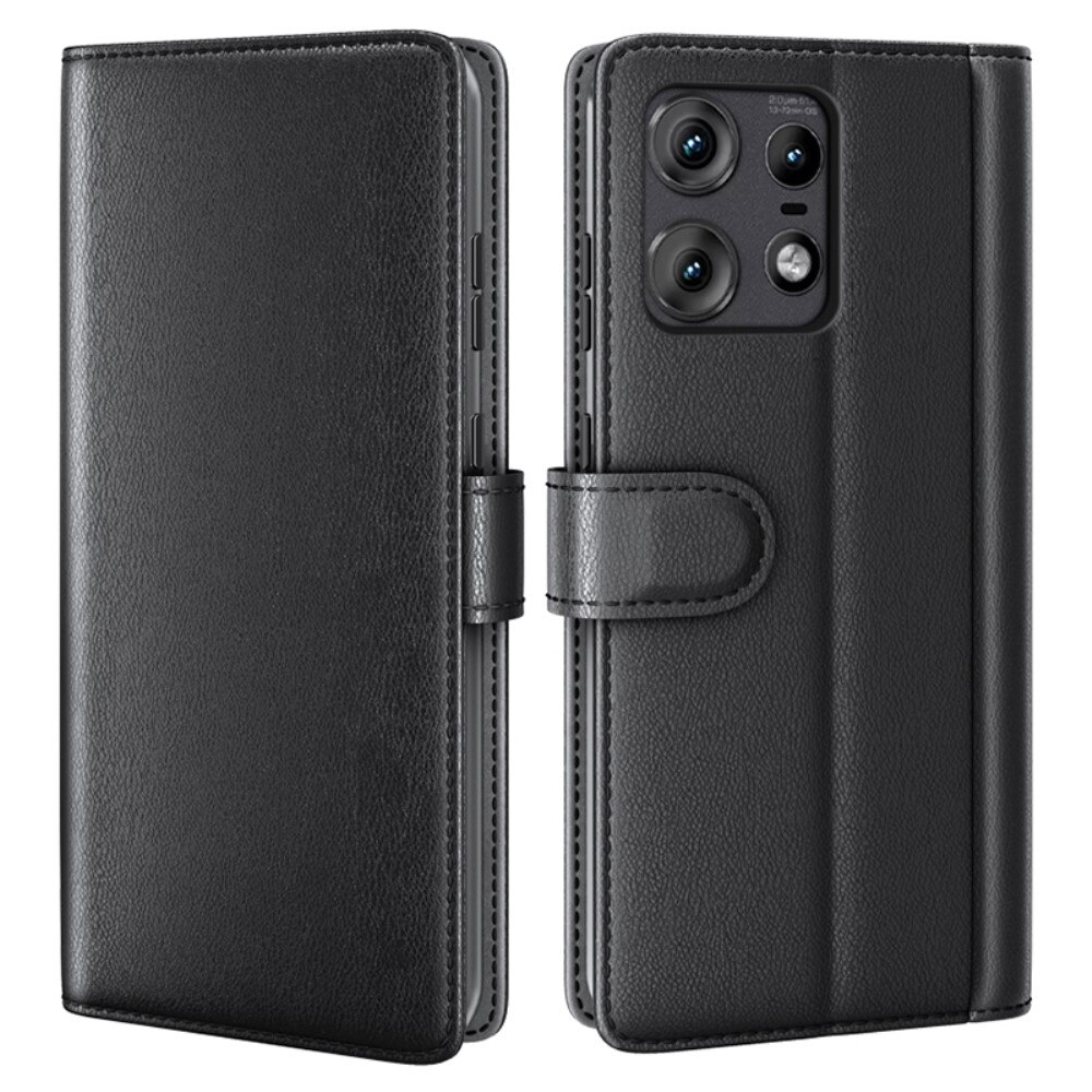 Motorola Edge 50 Pro Genuine Leather Wallet Case Black