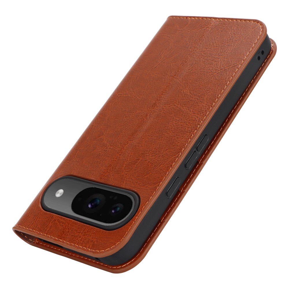 Google Pixel 9 Pro Genuine Leather Wallet Case Brown