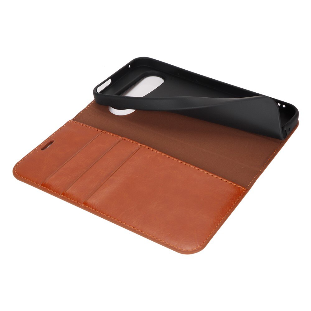 Google Pixel 9 Pro Genuine Leather Wallet Case Brown