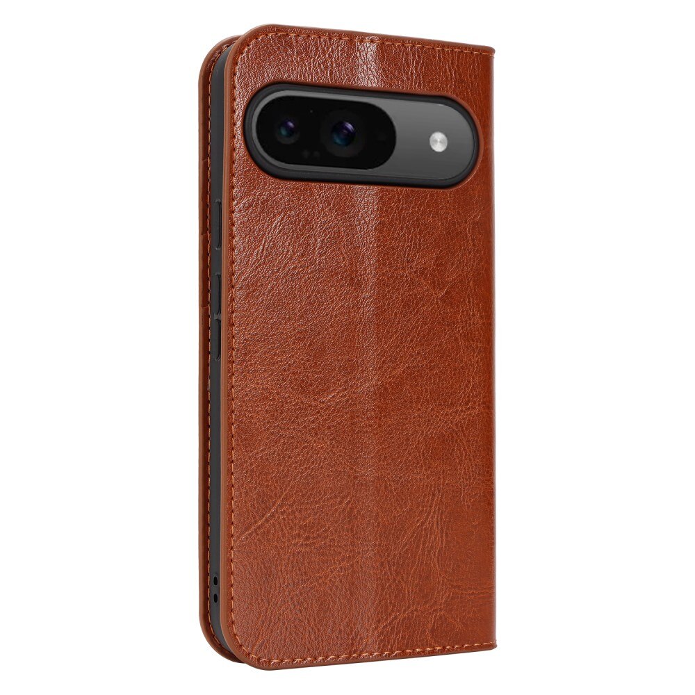 Google Pixel 9 Genuine Leather Wallet Case Brown