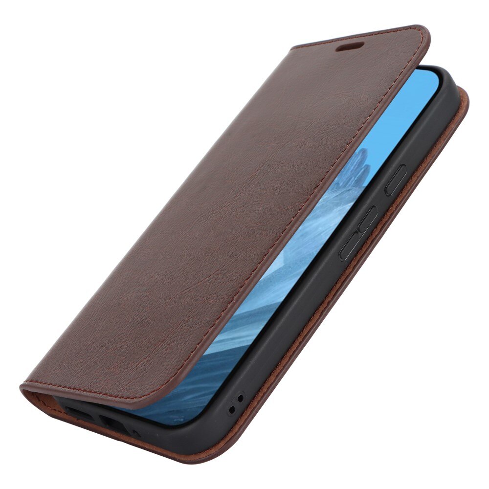 Google Pixel 9 Genuine Leather Wallet Case Dark Brown