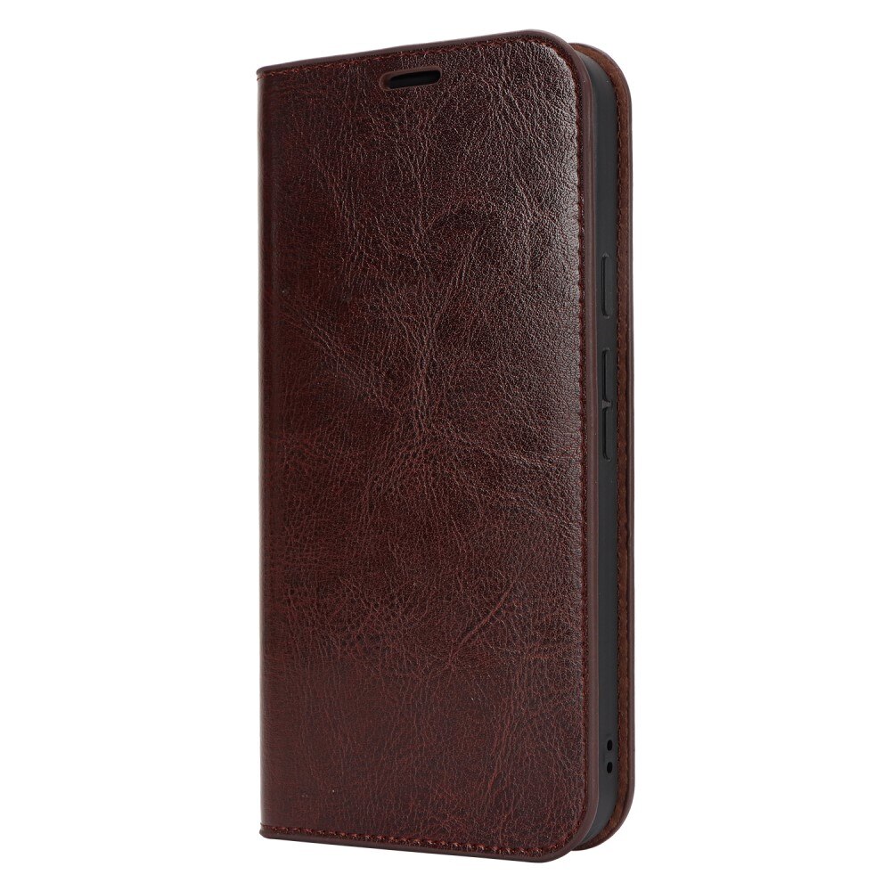 Google Pixel 9 Pro Genuine Leather Wallet Case Dark Brown