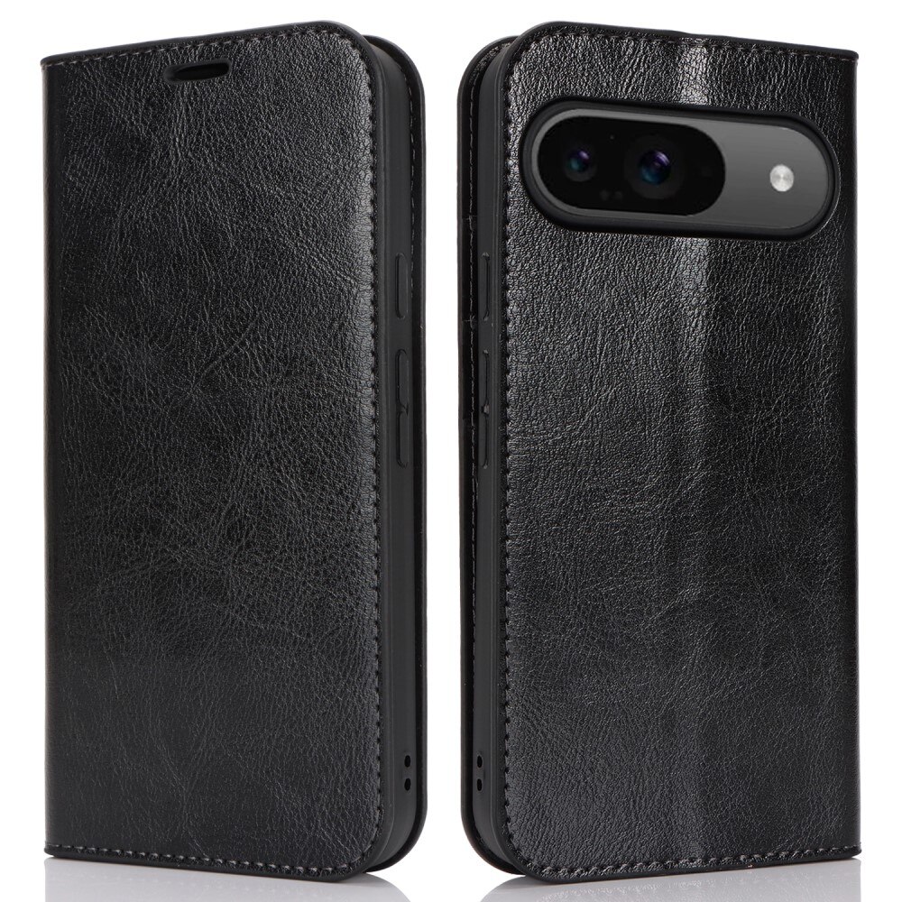 Google Pixel 9 Genuine Leather Wallet Case Black